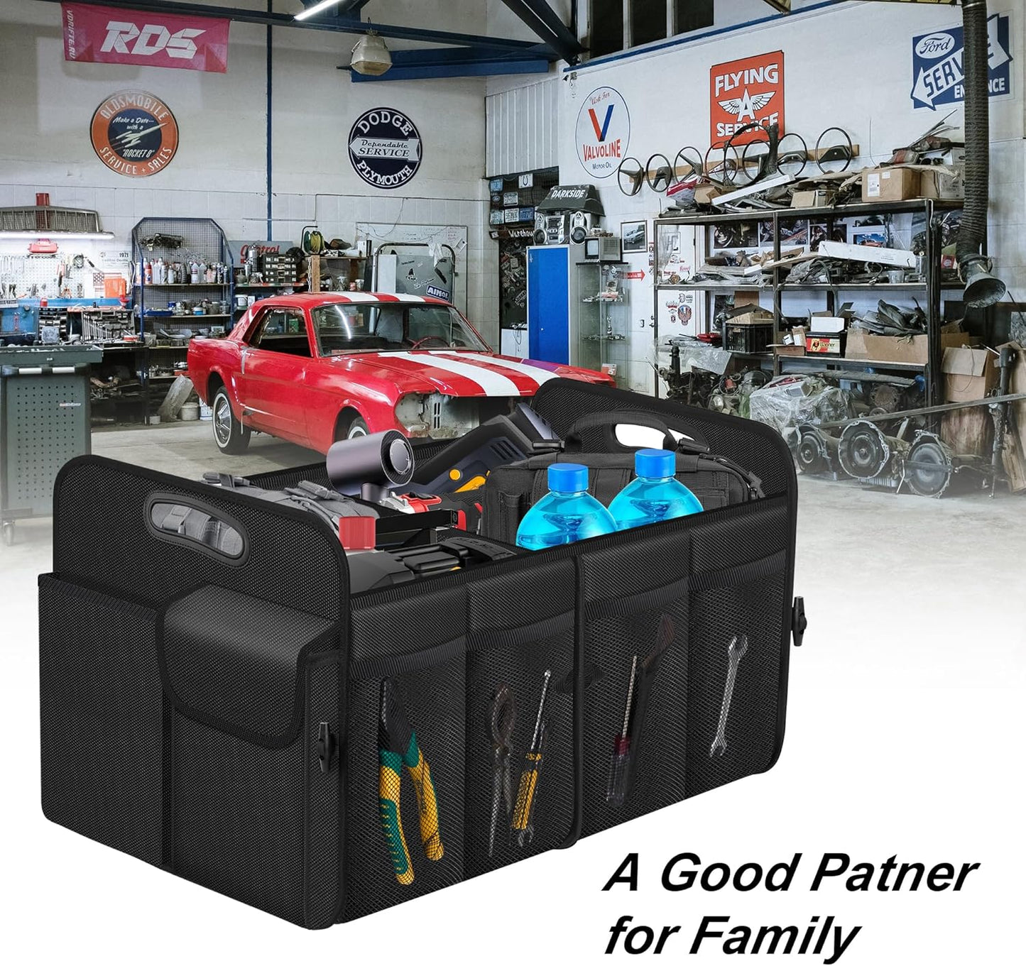 Car Trunk Organizer, Trunk Storage Organizer with 72L Large Capacity Waterproof Collapsible and 11 Pockets, Trunk Organizer for Suv/Jeep/Sedan, Large Size, Black