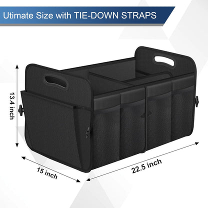 Car Trunk Organizer, Trunk Storage Organizer with 72L Large Capacity Waterproof Collapsible and 11 Pockets, Trunk Organizer for Suv/Jeep/Sedan, Large Size, Black